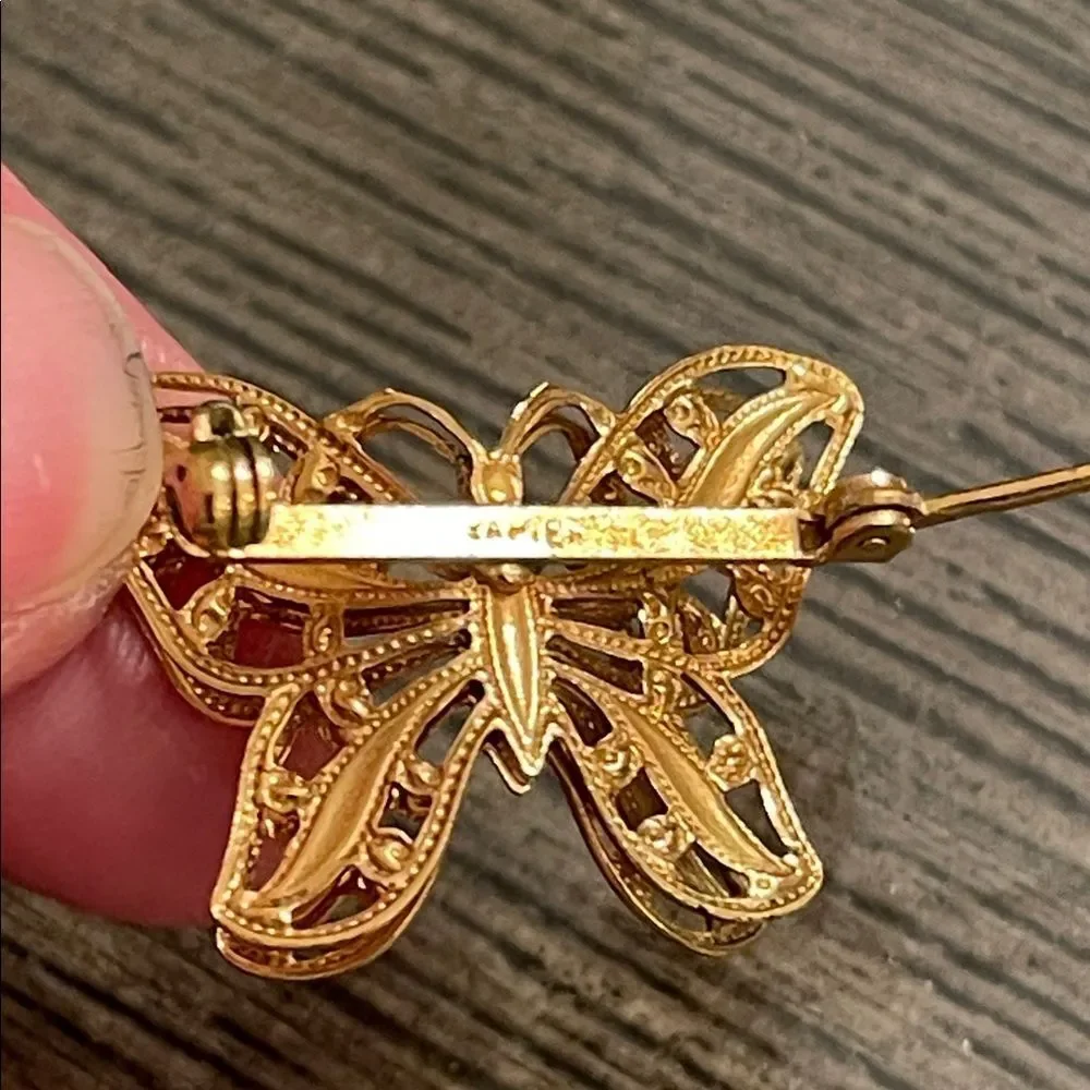 Vintage Gold-tone NAPIER Filigree Butterfly Pin - Brooch